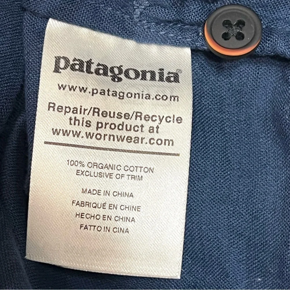 Patagonia Organic Cotton Gauze Stone Blue Casual Romper Playsuit Women’s Small - Picture 8 of 9